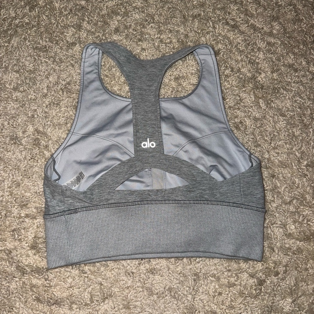 ALO Yoga Heather Gray Sports Bra - Picture 2 of 4